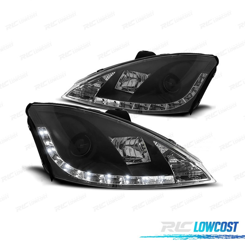 PHARES POUR FORD FOCUS 01 04 DAYLIGHT LED FOND NOIR H1H1