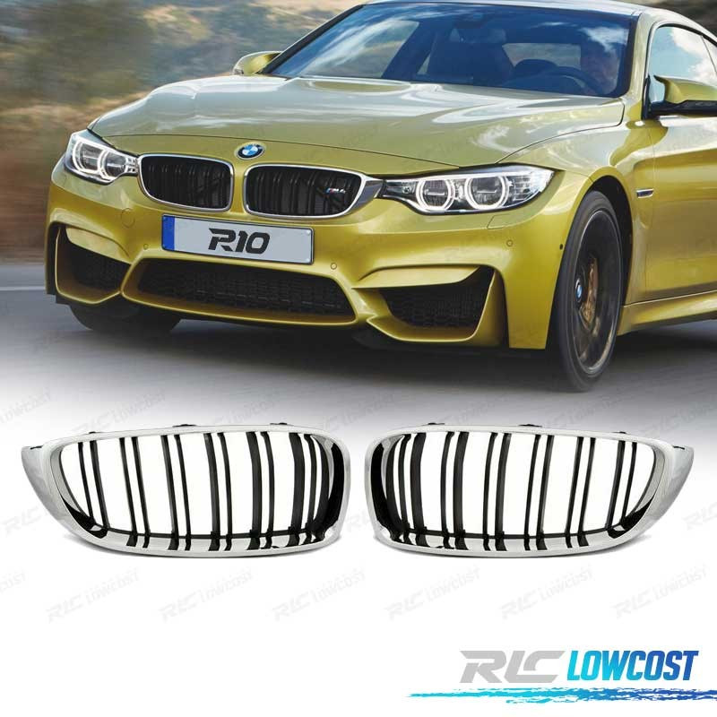 CALANDRE POUR BMW SÉRIE 4 F32 F33 F36 LOOK M4 NOIR CHROMÉ