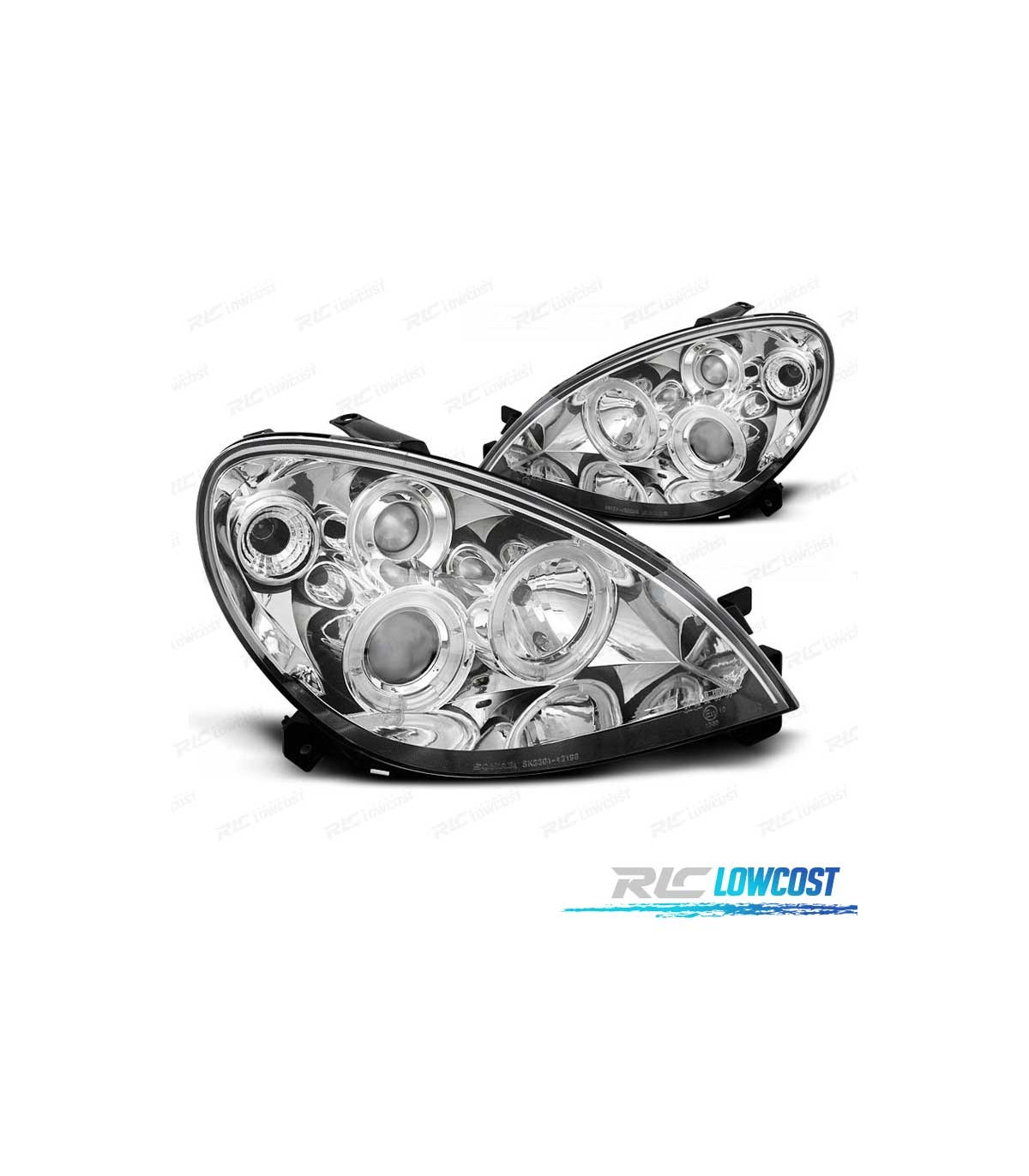 PHARES POUR PEUGEOT 207 06-12 ANGEL EYES FOND CHROMÉ